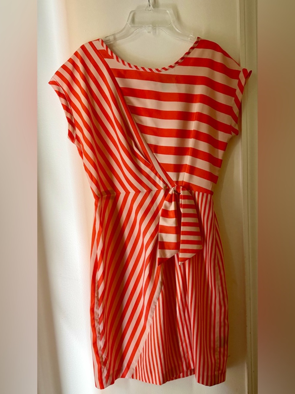 Gabby Skye Orange and Cream Striped Dress